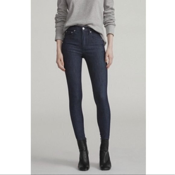 Rag & Bone Indigo Blue High Rise Ankle Skinny Jeans Denim Pants Womens Size 25‎ - Picture 1 of 11